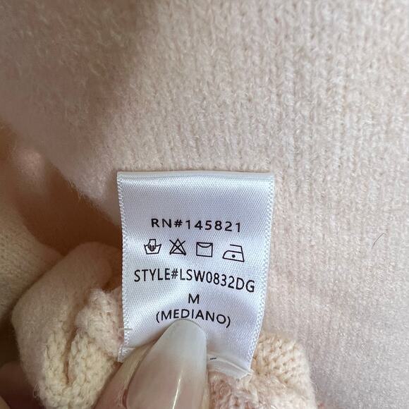 Listicle Sequin Stardust Peach Sweater Stardust Detail Sweater Top Blush Medium - Picture 8 of 10